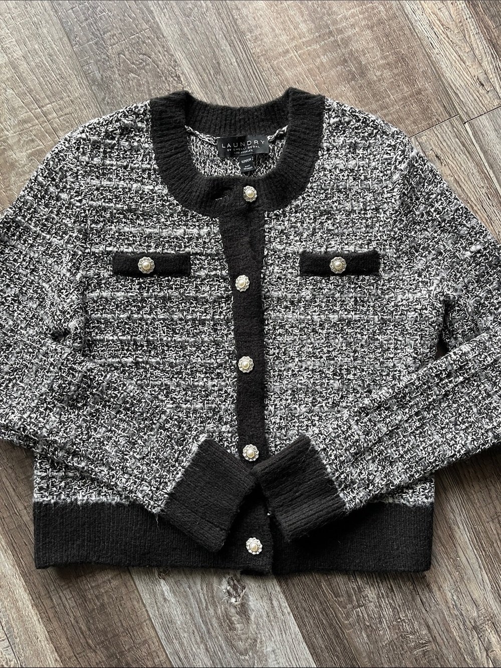 LAUNDRY | Black and White Knit Cardigan